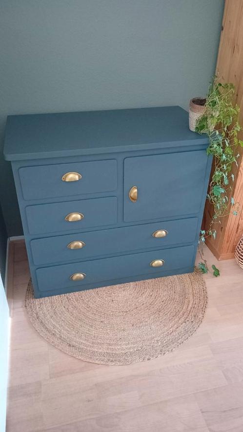 Gerestylede commode ,ladekast, donkergrijs, Kinderen en Baby's, Kinderkamer | Commodes en Kasten, Gebruikt, 90 tot 105 cm, 100 cm of meer