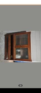 Vintage Houten Kast met Glasdeuren, Huis en Inrichting, Kasten | Vitrinekasten, 100 tot 150 cm, Glas, 100 tot 150 cm, Vintage