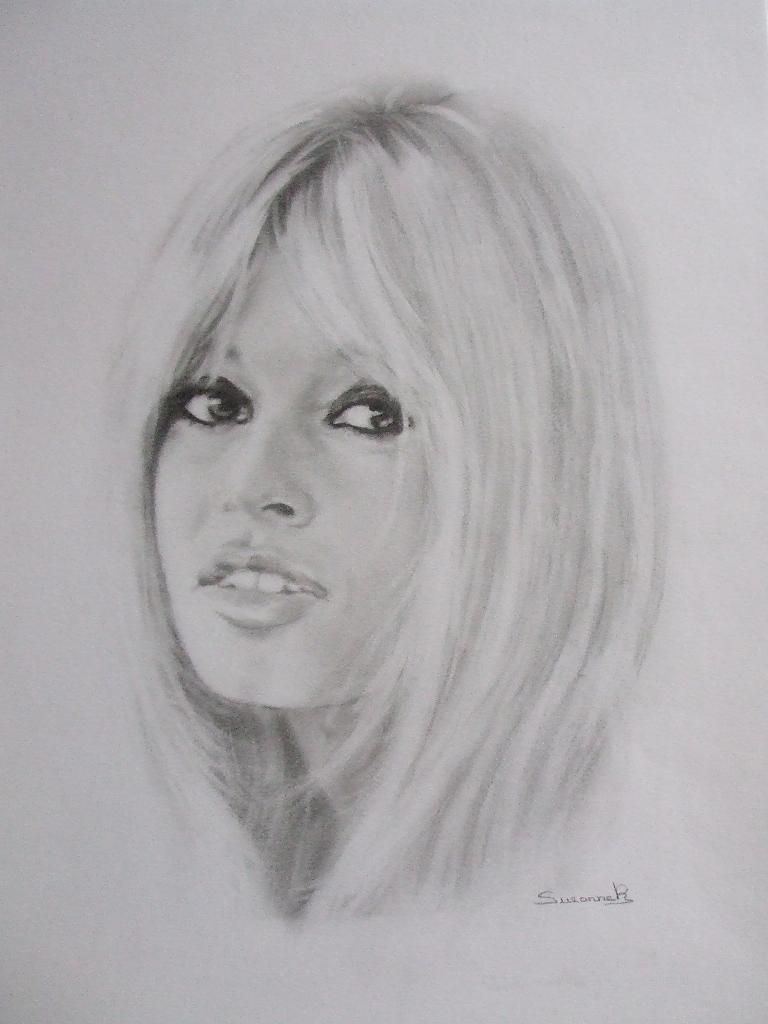 Portrettekening Brigitte Bardot, Ophalen of Verzenden