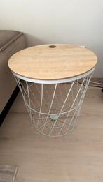 Opbergmand/ bijzettafel met houten deksel, Ophalen, Zo goed als nieuw, Rond, Riet