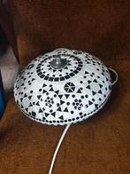 Mozaïek plafonnière plafondlamp paars wit platte bol glas, Ophalen of Verzenden, Glas