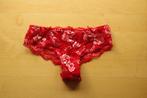 NIEUWE rode slip maat S/M met zilverglans bloemmotief, Verzenden, Rood, Slip