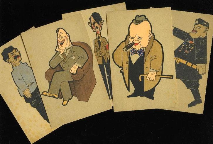 The Big Five; De vijf Staatslieden van dezen oorlog - Smits, Verzamelen, Ansichtkaarten | Themakaarten, Ongelopen, 1940 tot 1960