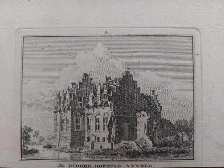 81 / Ridderhofstad Nyveld in De Meern Gravure uit 18e eeuw, Antiek en Kunst, Kunst | Etsen en Gravures, Ophalen of Verzenden