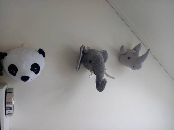 Drie mooie dierenkoppen voor aan de muur aangeboden, Kinderen en Baby's, Kinderkamer | Inrichting en Decoratie, Gebruikt, Wanddecoratie