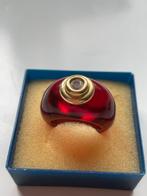Resin Ring met 18k Gouden Kroon & Diamant, Sieraden, Tassen en Uiterlijk, Ringen, Kunststof, Ophalen of Verzenden, Zo goed als nieuw