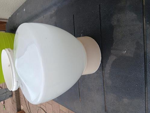 Art decoratie gispen opaal glas schoolamp/plafonniere, Huis en Inrichting, Lampen | Plafondlampen, Zo goed als nieuw, Glas, Ophalen of Verzenden