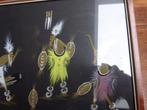 Afrikaanse aquarel in lijst, Antiek en Kunst, Ophalen of Verzenden