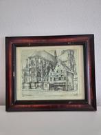 Bob Brobbel - Grote Markt Breda - Zwart-wit tekening, Antiek en Kunst, Ophalen of Verzenden