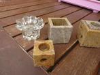 vintage dikke glazen marmeren kandelaars, Huis en Inrichting, Woonaccessoires | Kandelaars en Kaarsen, Overige materialen, Ophalen of Verzenden