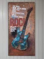Metalen wanddecoratie relief gitaar, Ophalen, Zo goed als nieuw