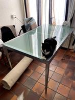 Stijlvolle glazen eettafel, Ophalen, 50 tot 100 cm, Zo goed als nieuw, Glas