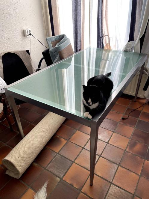 Stijlvolle glazen eettafel, Huis en Inrichting, Tafels | Eettafels, Zo goed als nieuw, 50 tot 100 cm, 150 tot 200 cm, Vier personen