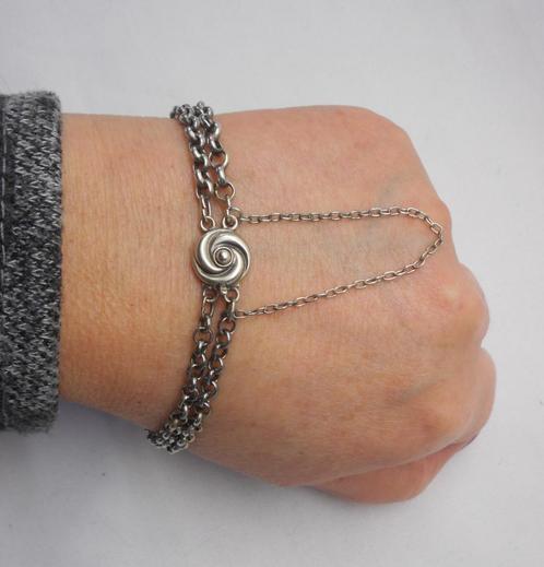 Zilveren antieke 2 rijen jasseron armband nr.140, Sieraden, Tassen en Uiterlijk, Antieke sieraden, Armband, Zilver, Verzenden