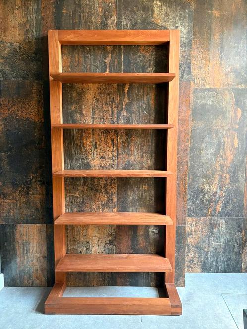 Vintage Teakhouten boekenkast/vitrinekast, Huis en Inrichting, Kasten | Wandmeubels, Minder dan 150 cm, 25 tot 50 cm, Ophalen