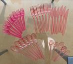 Roze wegwerp plastic bestekset, Eén persoon