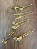 Goudkleurig Bestekset voor Hapjes, Kaas & Toastjes, Ophalen of Verzenden, Zo goed als nieuw, Rvs of Chroom, Bestekset