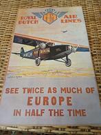 Vintage KLM Royal Dutch Airlines Poster, Ophalen of Verzenden