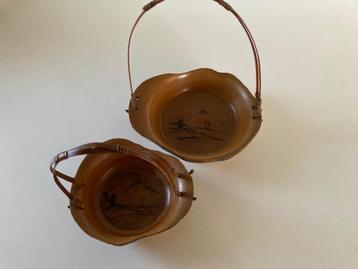 BROCANTE schaaltjes hout bamboe hengsel  beschikbaar voor biedingen