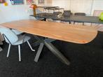Tafel 280x100 deens ovaal naturel stalen matrix poot, Ophalen, 200 cm of meer, Zo goed als nieuw, Vijf personen of meer