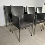 6x Bert Plantagie eetkamerstoelen/ Leder - RVS / Prima staat, Gebruikt, Verzenden, ., Leer