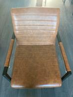4 cognac bruine kunst leren stoelen met armleuningen, Huis en Inrichting, Stoelen, Ophalen, Gebruikt, Bruin, Vier