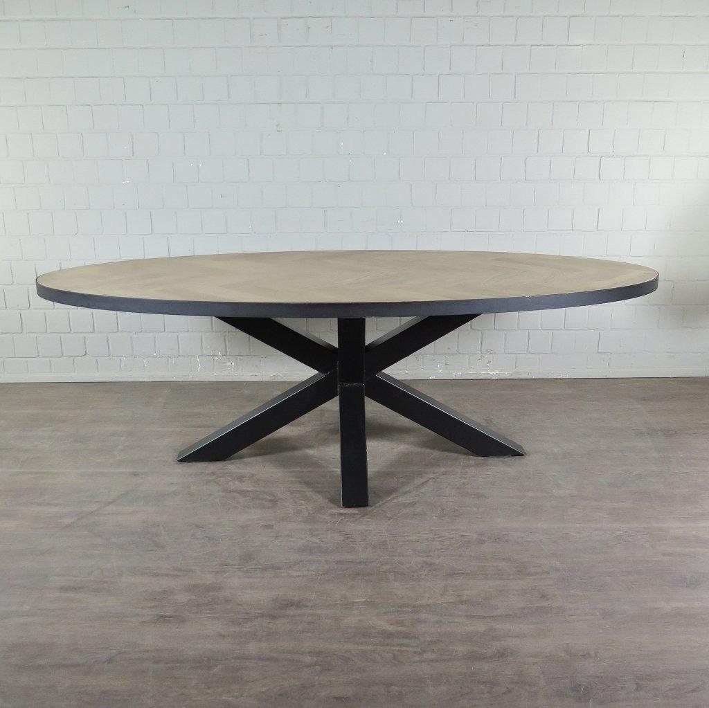 22506 Eettafel Tafel Eiken Ovaal 2,40 m x 1,10 m, Ophalen, 100 tot 150 cm, Vijf personen of meer, Eikenhout