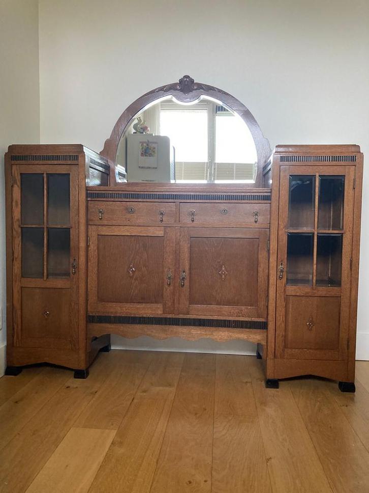Art Deco Buffetkast Amsterdamse School, ca. 1920-1930, Huis en Inrichting, Kasten | Buffetkasten, Zo goed als nieuw, 150 tot 200 cm