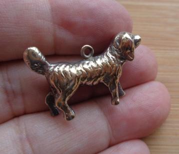 zilveren vergulde massief hanger hond [713] beschikbaar voor biedingen