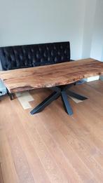 Boomstamtafel - Echt Hout, Stalen Poot - 219x100cm, Huis en Inrichting, Tafels | Eettafels, Ophalen, 200 cm of meer, 50 tot 100 cm