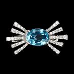 zilveren ring met blauwe topaas, Nieuw, Kleiner dan 17, Dame of Heer, Zilver