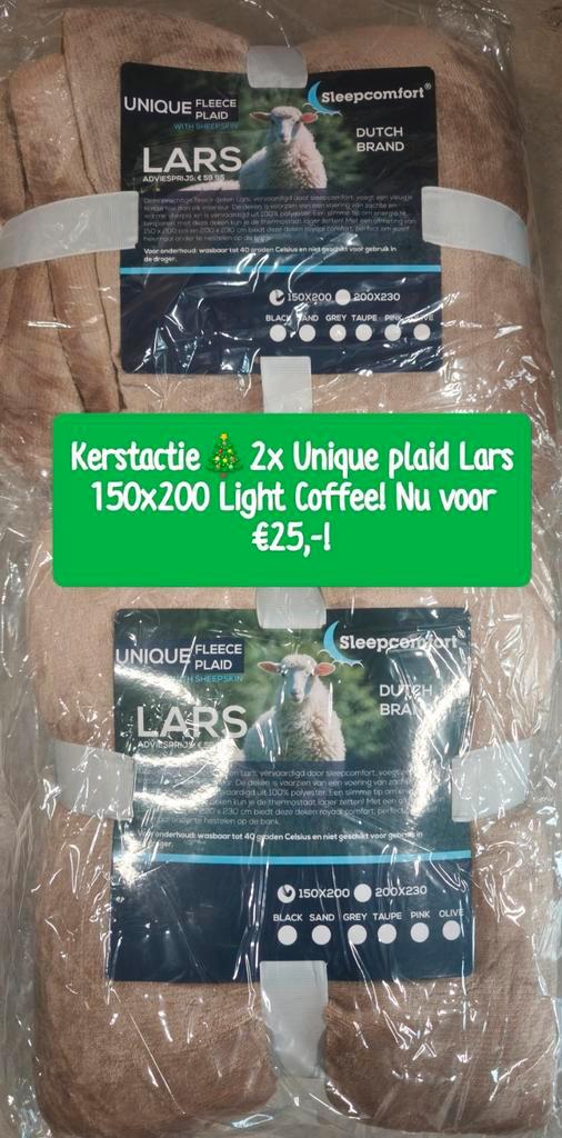 Kerstactie2x Unique plaid Lars 150x200 Light Coffee, Huis en Inrichting, Woonaccessoires | Plaids en Woondekens, Nieuw, Ophalen of Verzenden