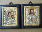 Zilveren icoon icoontjes Moeder Gods Jezus Byzantijns 7x8cm, Ophalen of Verzenden, Zo goed als nieuw, Overige typen, Christendom | Katholiek
