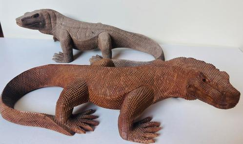 2 handgemaakte houten grote varanen, Dieren en Toebehoren, Reptielen en Amfibieën, Slang