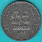 Nederland 25 cent 1943 Wilhelmina zink, Sch. 1030, Postzegels en Munten, Munten | Nederland, Koningin Wilhelmina, Ophalen, Losse munt