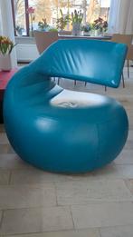 Prachtige leren Leolux Zwaan fauteuil! (Draaibaar), Ophalen, Gebruikt, Blauw, Leer