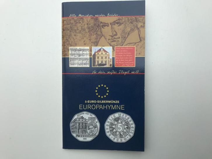 Oostenrijk 2005 Europahymne 5 euro zilver, Postzegels en Munten, Munten | Europa | Euromunten, Setje, 5 euro, Oostenrijk, Zilver