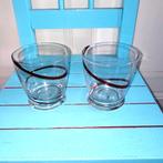 Glazen handgeblazen Red Swirl: helder met rood lint 2 stuks, Ophalen, Glas of Glazen, Overige stijlen, Glas