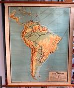 Oude schoolkaart Zuid - Amerika, Antiek en Kunst, Antiek | Schoolplaten, Ophalen, Aardrijkskunde