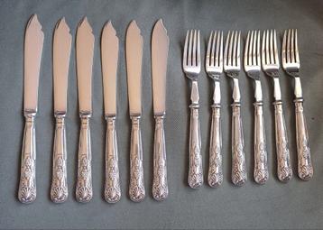 Visbestek Mappin&Webb 6 pers ca 1900-1927,barok visbestek. beschikbaar voor biedingen