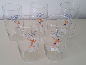 5 vintage glazen olympische spelen Tokyo 1964 van de Végé beschikbaar voor biedingen