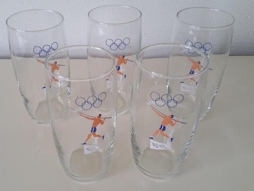 5 vintage glazen olympische spelen Tokyo 1964 van de Végé, Verzamelen, Glas en Borrelglaasjes, Gebruikt, Frisdrankglas, Ophalen of Verzenden