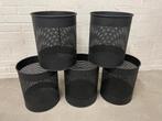Vijf stalen prullenbakken Metaline - mat zwart, Ophalen, Gebruikt, 40 liter of meer, Metaal