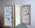 Wit kerst drieluik / mini kamerscherm met groen-bruin-goud, Ophalen of Verzenden, Zo goed als nieuw