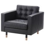 IKEA LANDSKRONA Fauteuil, zwart leer, Ophalen, Gebruikt, 75 tot 100 cm, Modern