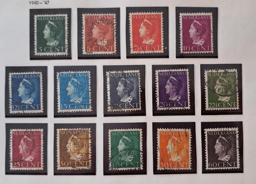 Nederland 1940/1947 nvph 332/345 gest. (Davo), Ophalen of Verzenden, Na 1940, Gestempeld