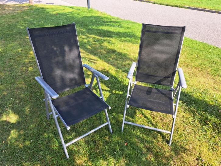 909 Outdoor – 2x Aluminium Tuinstoel – Verstelbaar, Tuin en Terras, Tuinstoelen, Gebruikt, Aluminium, Inklapbaar, Verstelbaar