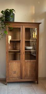 Houten (vitrine) kast | Naturel | 92x162x40, Huis en Inrichting, Kasten | Vitrinekasten, Ophalen, 50 tot 100 cm, 150 tot 200 cm