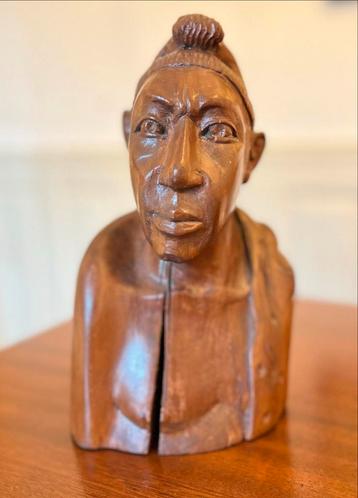 Afrikaans Houten Beeld - Nigeria 1975 - Handgesneden Kunstwe beschikbaar voor biedingen