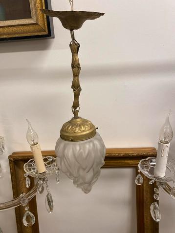 Vintage Hanglamp met Glas beschikbaar voor biedingen